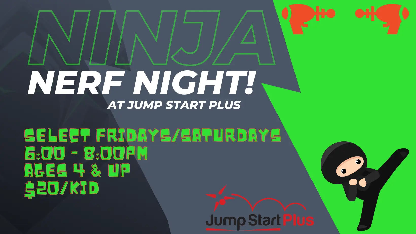 Ninja Nerf Night at Jump Start Plus